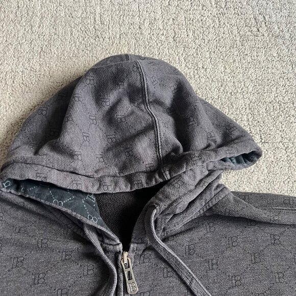 Vintage Plan B Skateboards A.O.P. Monogram Hoodie Sweatshirt Sz L Grey Y2K 90s - Picture 2 of 13